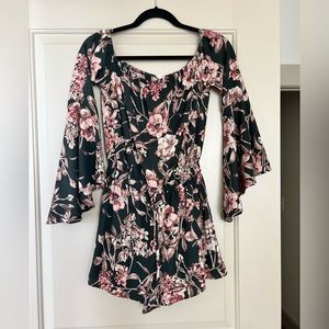 Bo Bel forest green fall romper